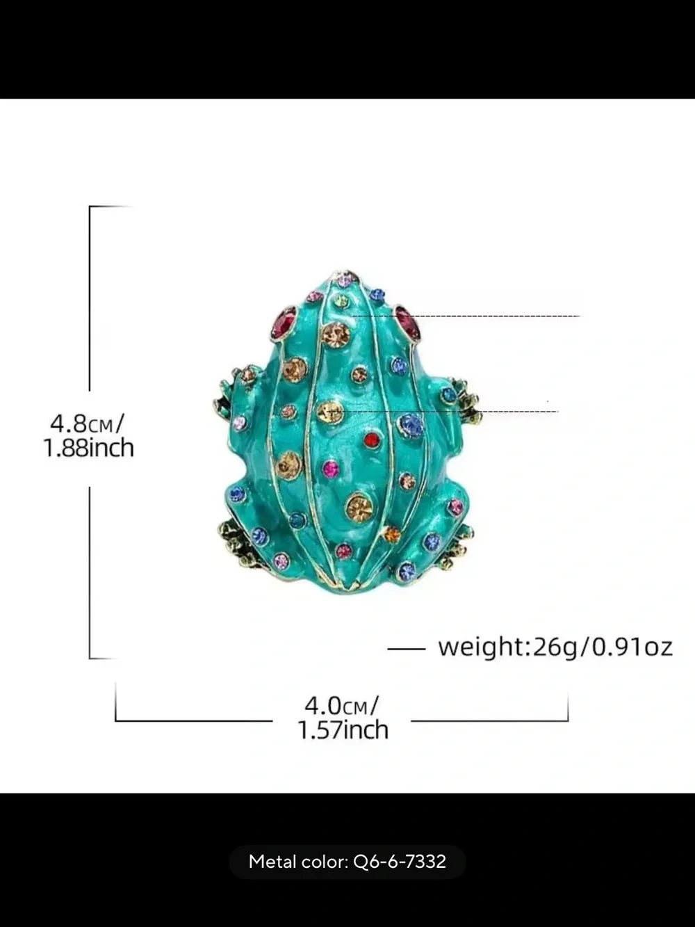 Cute Frog Turquoise Multicolor Crystal Brooch